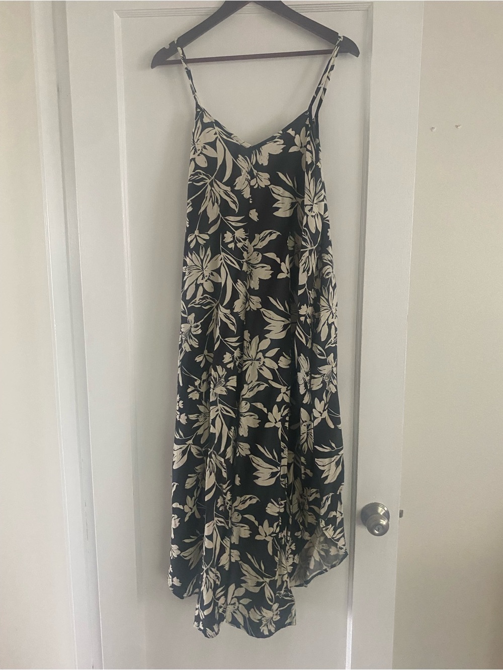 Black & Cream Floral Slip Jumpsuit with Spaghetti Straps